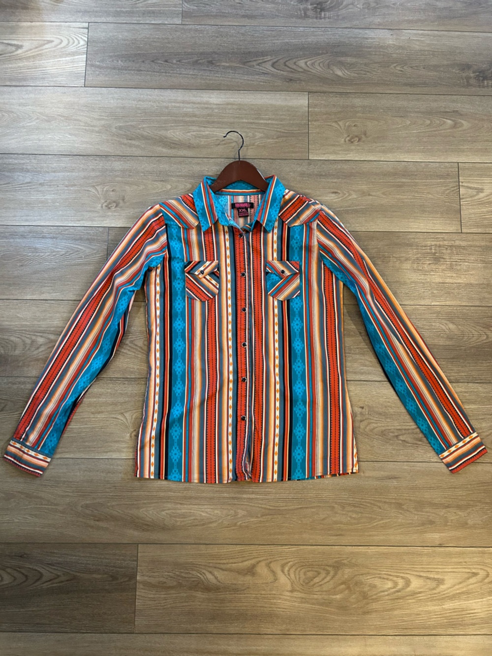 Rock & Roll Denim Southwestern Stripe Western Shirt Stretch Cotton - Picture 8 of 9